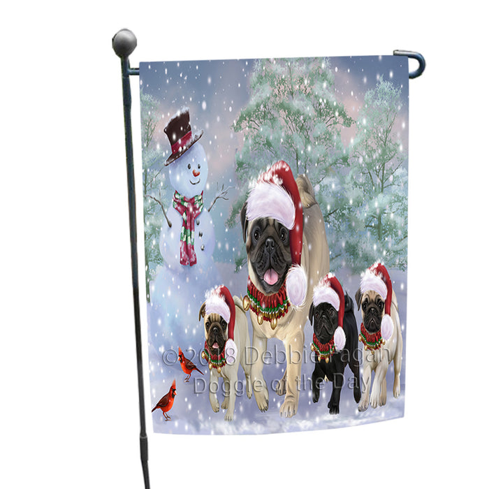Christmas Running Family Pugs Dog Garden Flag GFLG57267