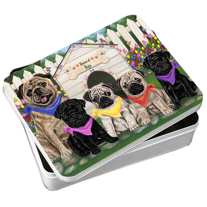 Spring Dog House Pugs Dog Photo Storage Tin PITN50222