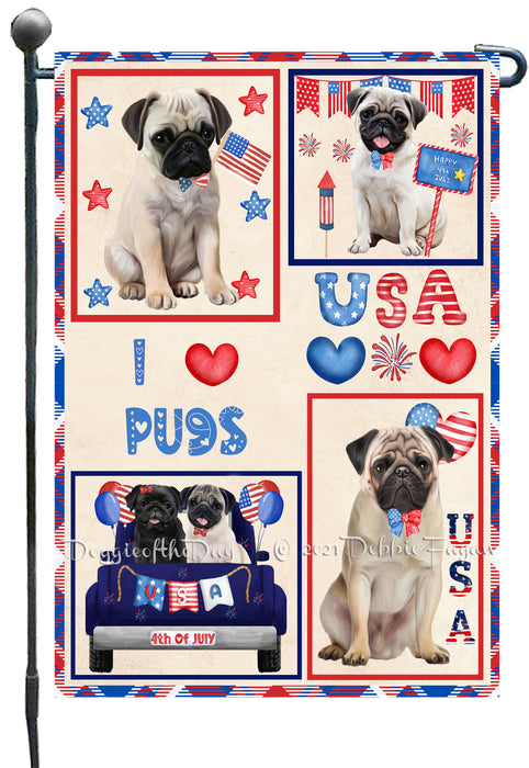 4th of July Independence Day I Love USA Pug Dogs Garden Flag GFLG66927