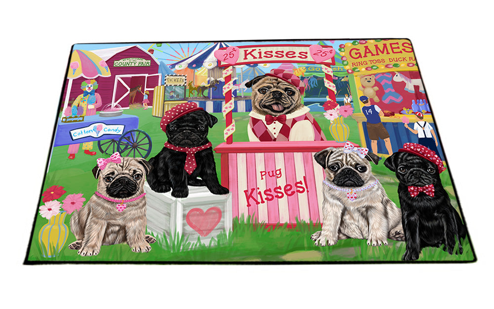 Carnival Kissing Booth Pugs Dog Floormat FLMS53007
