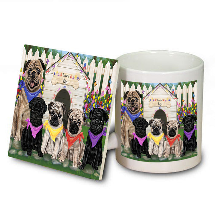 Spring Dog House Pugs Dog Mug and Coaster Set MUC50880