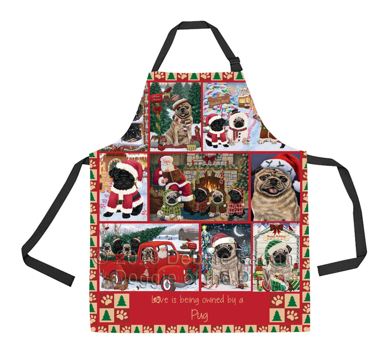 Love is Being Owned Christmas Pug Dogs Apron