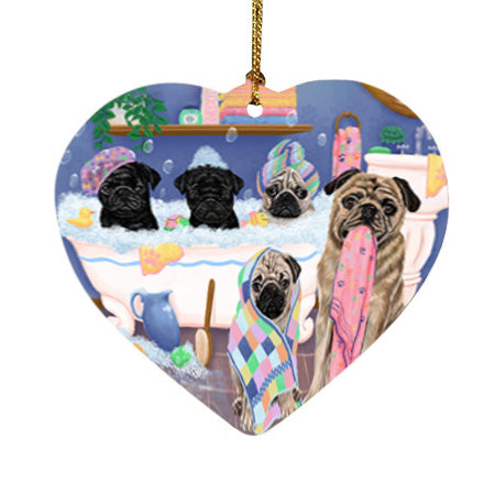 Rub A Dub Dogs In A Tub Pugs Dog Heart Christmas Ornament HPOR57167