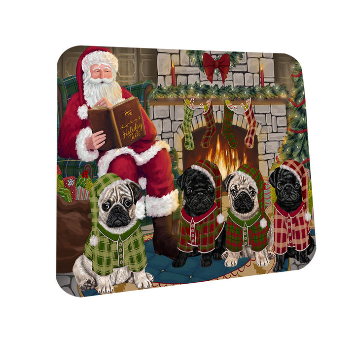 Christmas Cozy Holiday Tails Pugs Dog Coasters Set of 4 CST55336