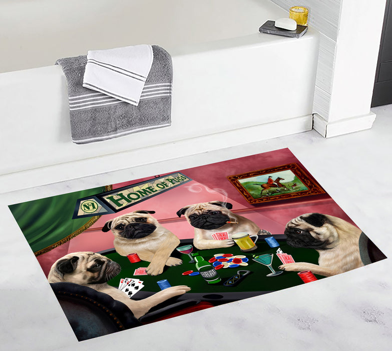 Home of  Pug Dogs Playing Poker Bath Mat