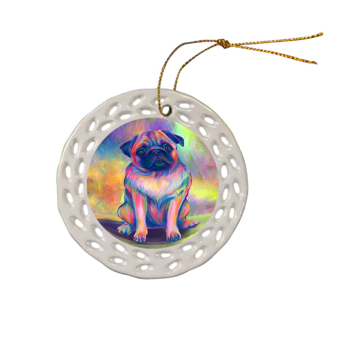 Paradise Wave Pug Dog Ceramic Doily Ornament DPOR57082