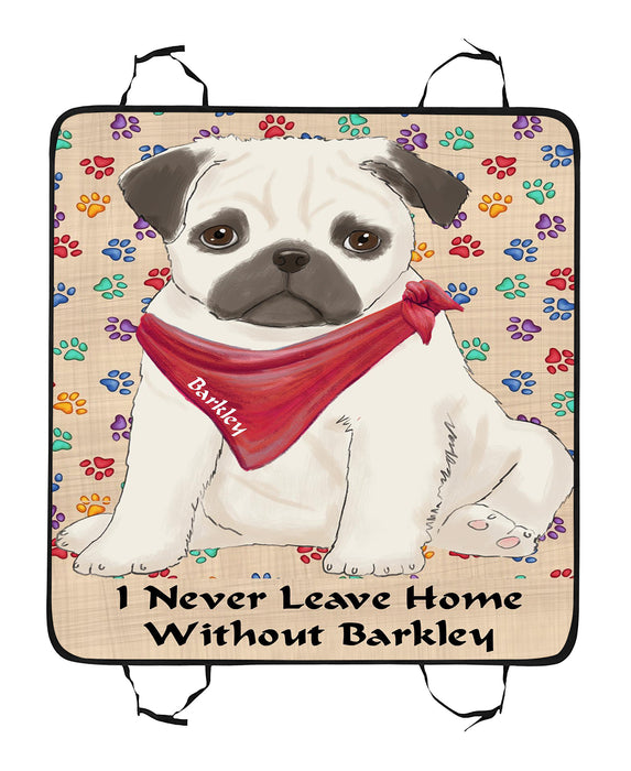 Personalized I Never Leave Home Paw Print Pug Dogs Pet Back Car Seat Cover