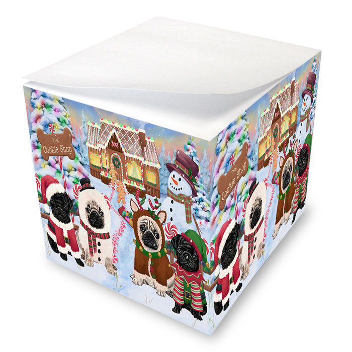 Holiday Gingerbread Cookie Shop Pugs Dog Note Cube NOC54584