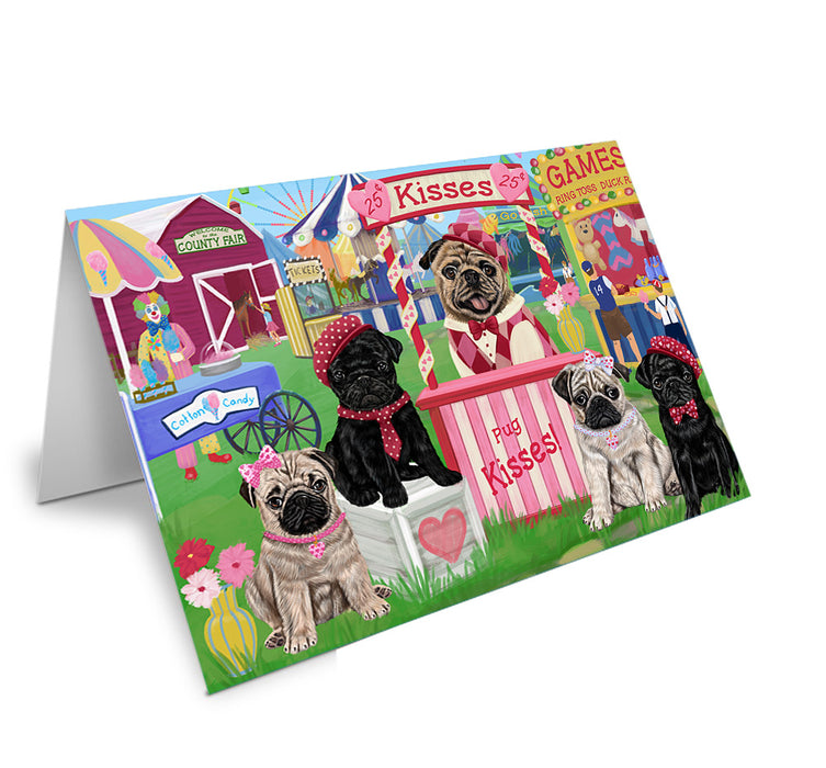 Carnival Kissing Booth Pugs Dog Handmade Artwork Assorted Pets Greeting Cards and Note Cards with Envelopes for All Occasions and Holiday Seasons GCD72260