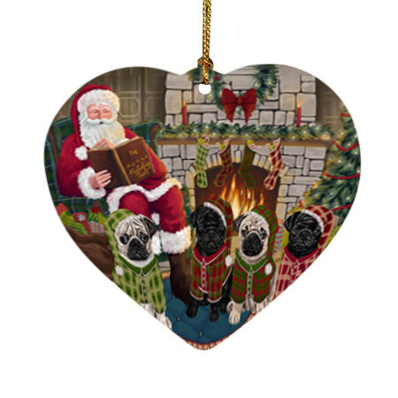 Christmas Cozy Holiday Tails Pugs Dog Heart Christmas Ornament HPOR55734