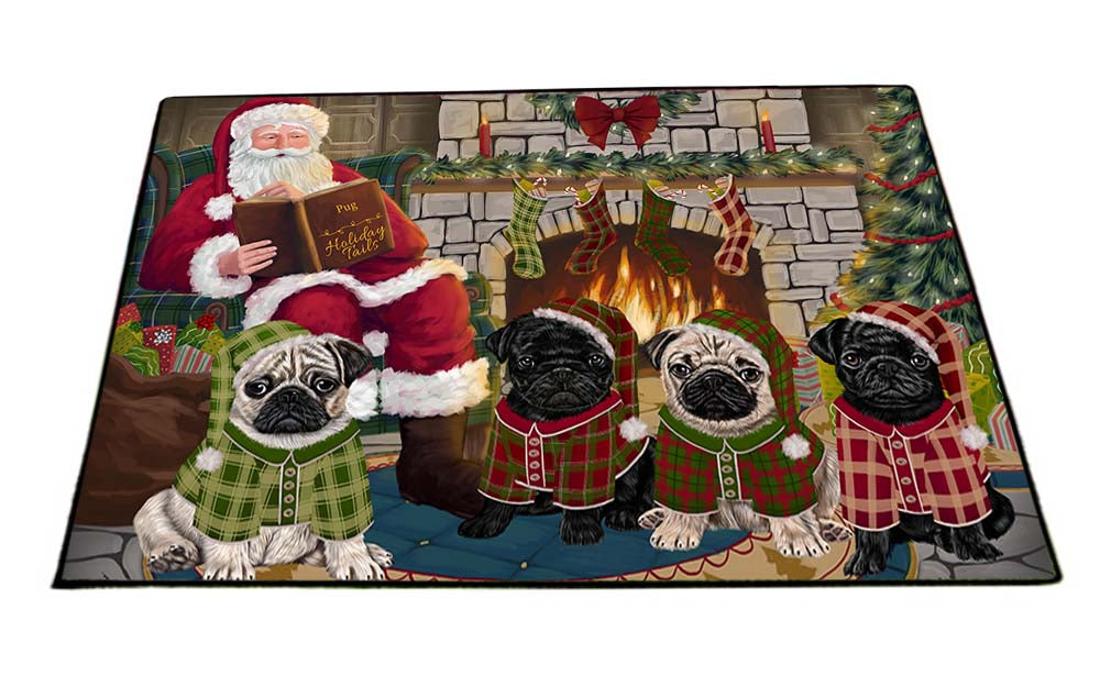 Christmas Cozy Holiday Tails Pugs Dog Floormat FLMS52725
