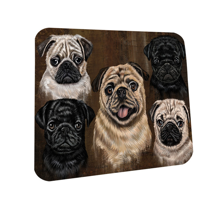 Rustic 5 Pug Dog Coasters Set of 4 CST54101