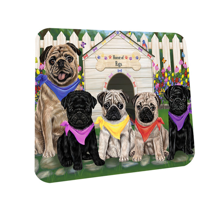 Spring Dog House Pugs Dog Coasters Set of 4 CST50847