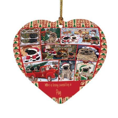 Love is Being Owned Christmas Pug Dogs Heart Christmas Ornament HPOR57872
