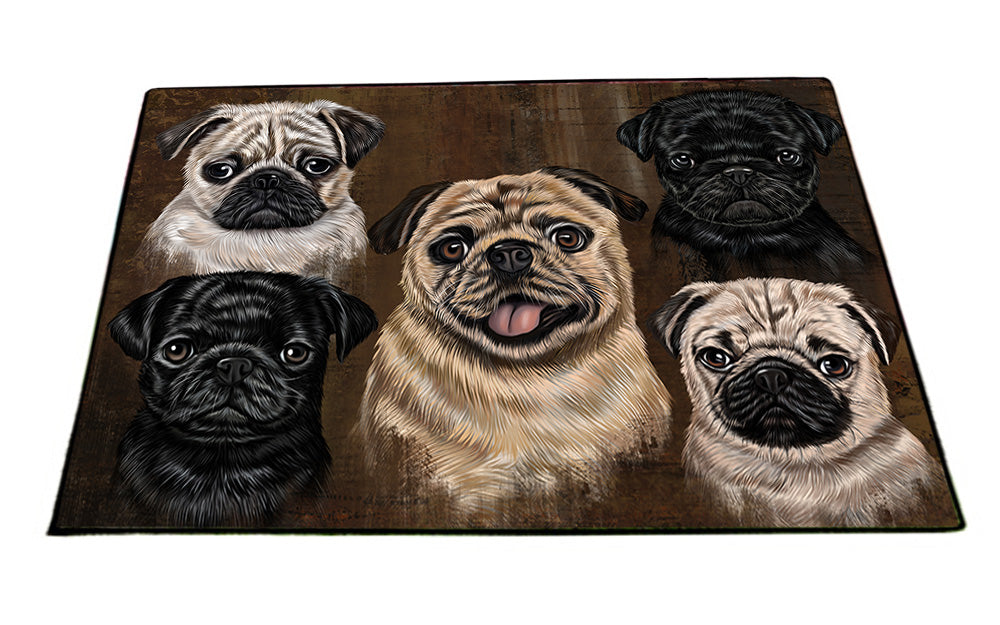 Rustic 5 Pug Dog Floormat FLMS54463