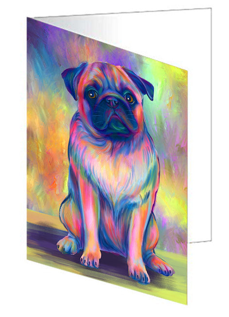 Paradise Wave Pug Dog Handmade Artwork Assorted Pets Greeting Cards and Note Cards with Envelopes for All Occasions and Holiday Seasons GCD74693