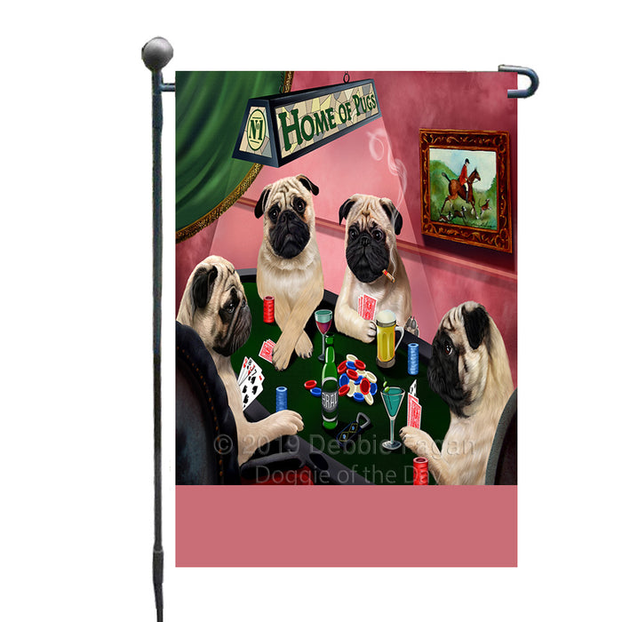Personalized Home of Pugs Dogs Four Dogs Playing Poker Custom Garden Flags GFLG-DOTD-A60288