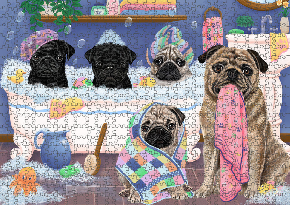 Rub A Dub Dogs In A Tub Pugs Dog Puzzle with Photo Tin PUZL95444