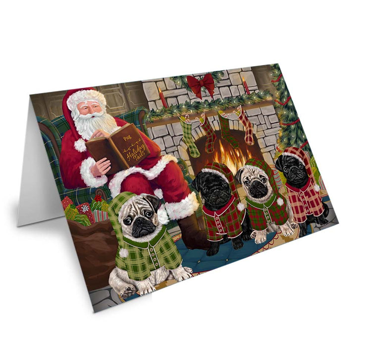 Christmas Cozy Holiday Tails Pugs Dog Handmade Artwork Assorted Pets Greeting Cards and Note Cards with Envelopes for All Occasions and Holiday Seasons GCD70649