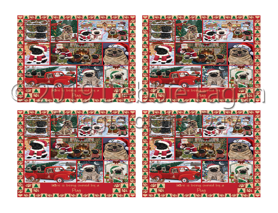 Love is Being Owned Christmas Pug Dogs Placemat