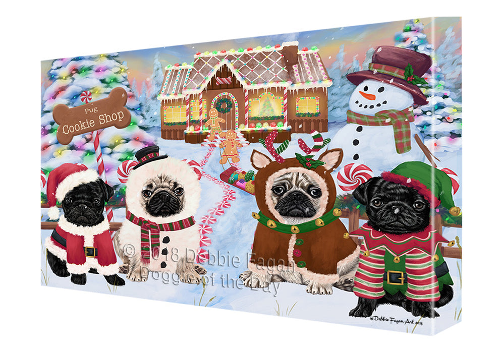 Holiday Gingerbread Cookie Shop Pugs Dog Canvas Print Wall Art Décor CVS130832