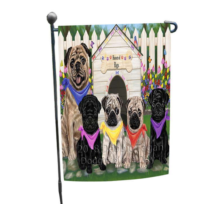 Spring Dog House Pugs Dog Garden Flag GFLG50077