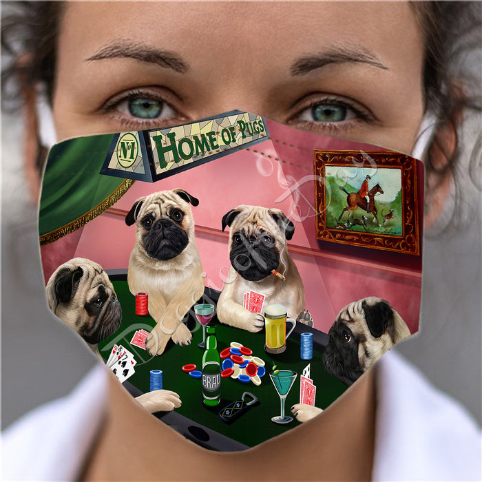 Home of Pug Dogs Playing Poker Face Mask FM49812