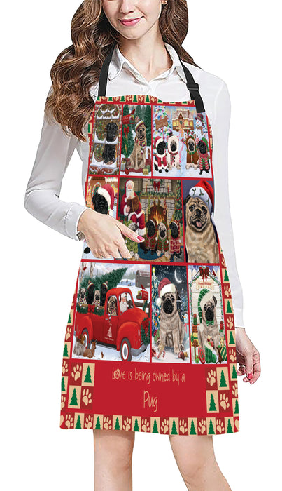 Love is Being Owned Christmas Pug Dogs Apron