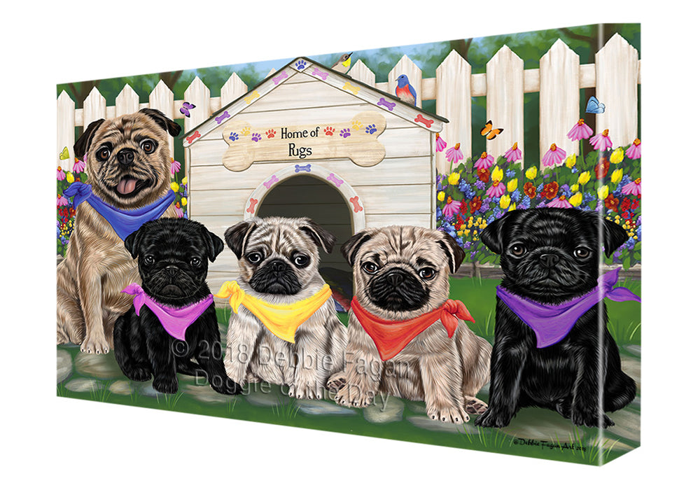 Spring Dog House Pugs Dog Canvas Wall Art CVS67984