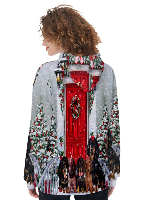 Christmas Holiday Welcome Red Door Dachshund Dog All Over Print Women's Jacket