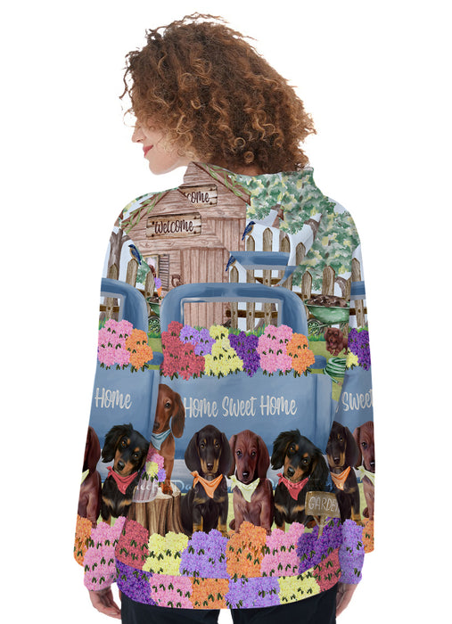 Rhododendron Home Sweet Home Garden Blue Truck Dachshund Dog All Over Print Women's Jacket