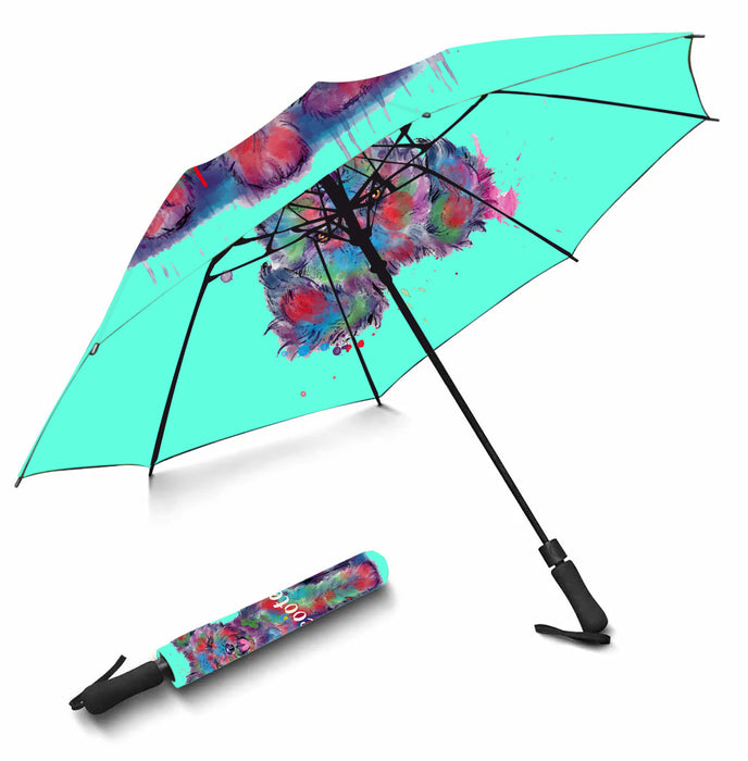 Custom Pet Name Personalized Watercolor Pumi DogSemi-Automatic Foldable Umbrella