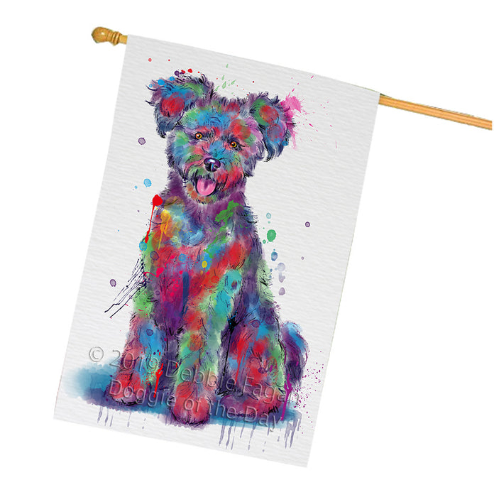 Watercolor Pumi Dog House Flag FLG66432