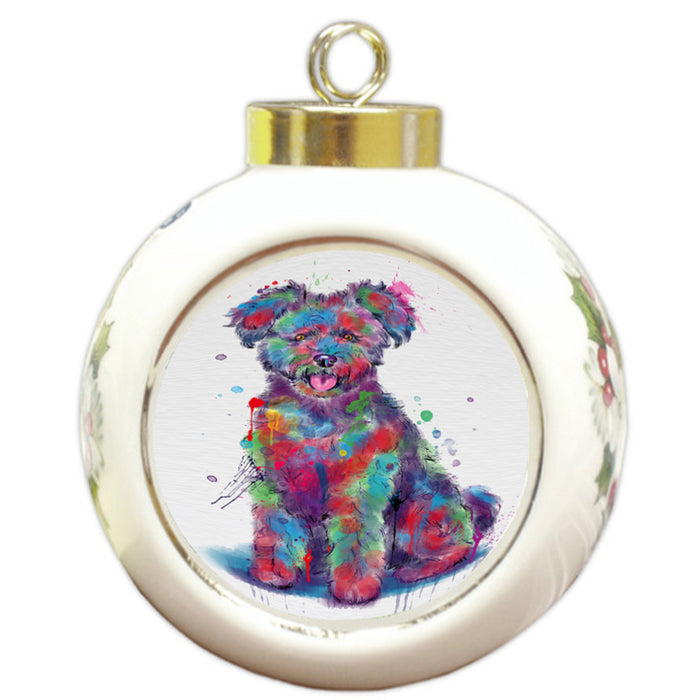 Watercolor Pumi Dog Round Ball Christmas Ornament RBPOR58780