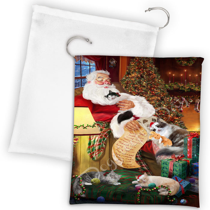 Santa Sleeping with Rat Terrier Dogs Drawstring Laundry or Gift Bag LGB48839