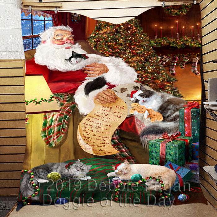 Santa Sleeping with Ragamuffin Cats Quilt