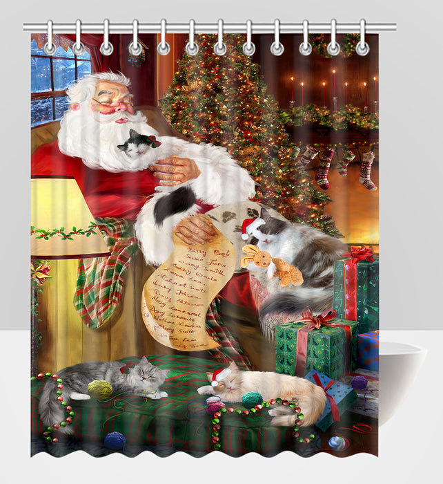 Santa Sleeping with Ragamuffin Cats Shower Curtain