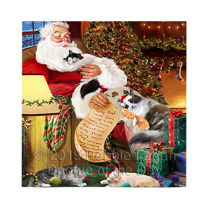 Santa Sleeping with Ragamuffin Cats Square Towel 