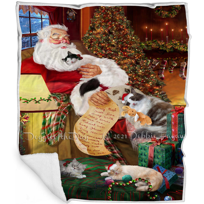 Ragamuffin Cats and Kittens Sleeping with Santa  Blanket BLNKT107994