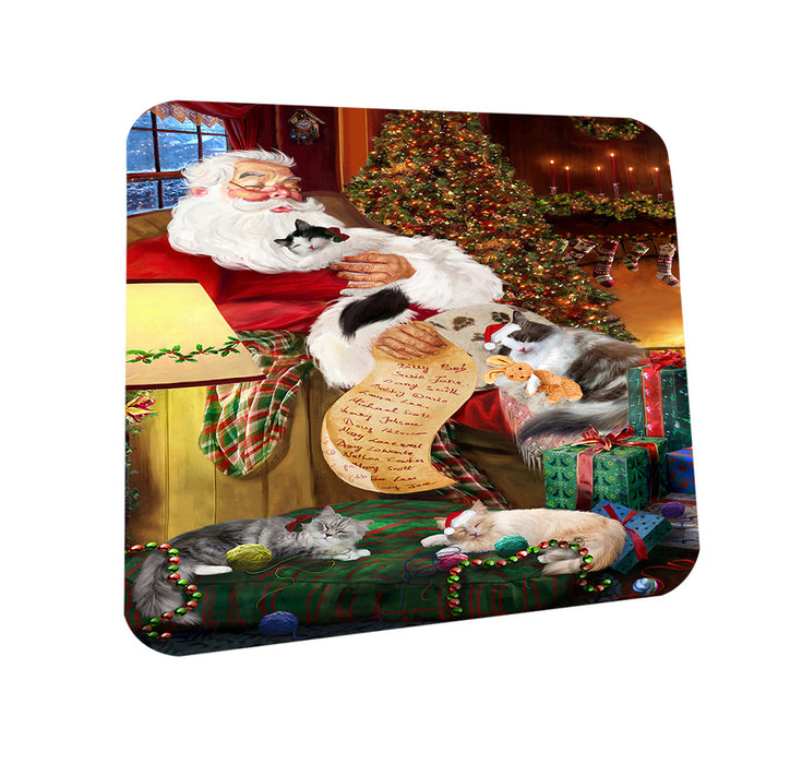 Ragamuffin Cats and Kittens Sleeping with Santa  Coasters Set of 4 CST54347