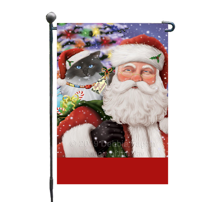 Personalized Santa Carrying Ragdoll Cat and Christmas Presents Custom Garden Flag GFLG63813