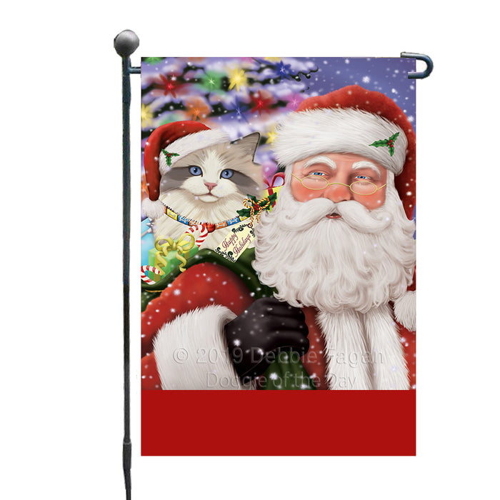 Personalized Santa Carrying Ragdoll Cat and Christmas Presents Custom Garden Flag GFLG63814