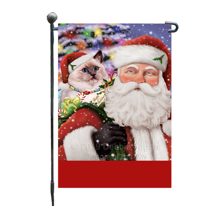 Personalized Santa Carrying Ragdoll Cat and Christmas Presents Custom Garden Flag GFLG63815