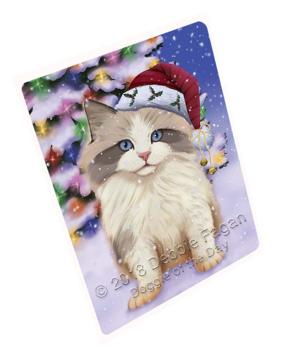 Winterland Wonderland Ragdoll Cat In Christmas Holiday Scenic Background Magnet MAG72285 (Small 5.5" x 4.25")