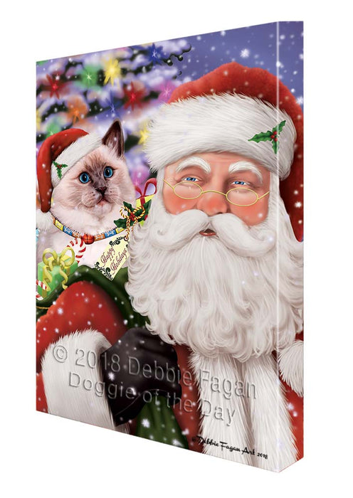 Santa Carrying Ragdoll Cat and Christmas Presents Canvas Print Wall Art Décor CVS119600