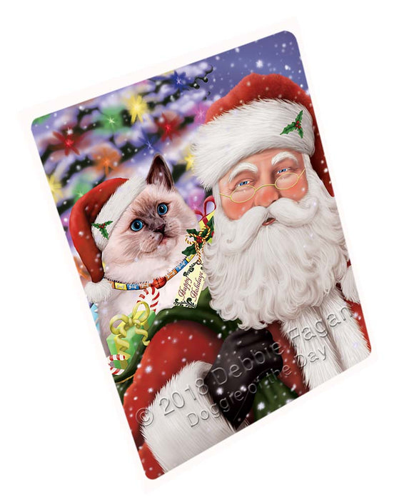 Santa Carrying Ragdoll Cat and Christmas Presents Magnet MAG71694 (Small 5.5" x 4.25")