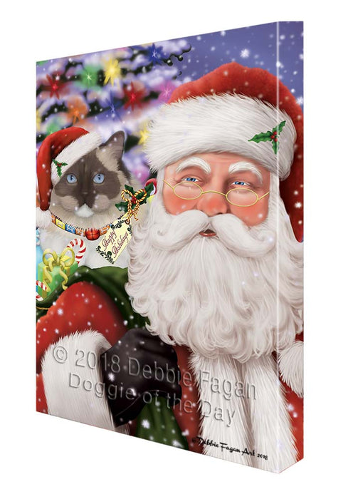 Santa Carrying Ragdoll Cat and Christmas Presents Canvas Print Wall Art Décor CVS119609