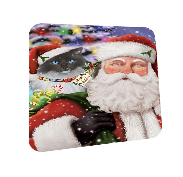 Santa Carrying Ragdoll Cat and Christmas Presents Coasters Set of 4 CST55479