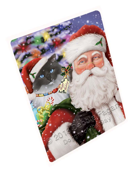 Santa Carrying Ragdoll Cat and Christmas Presents Cutting Board C71700