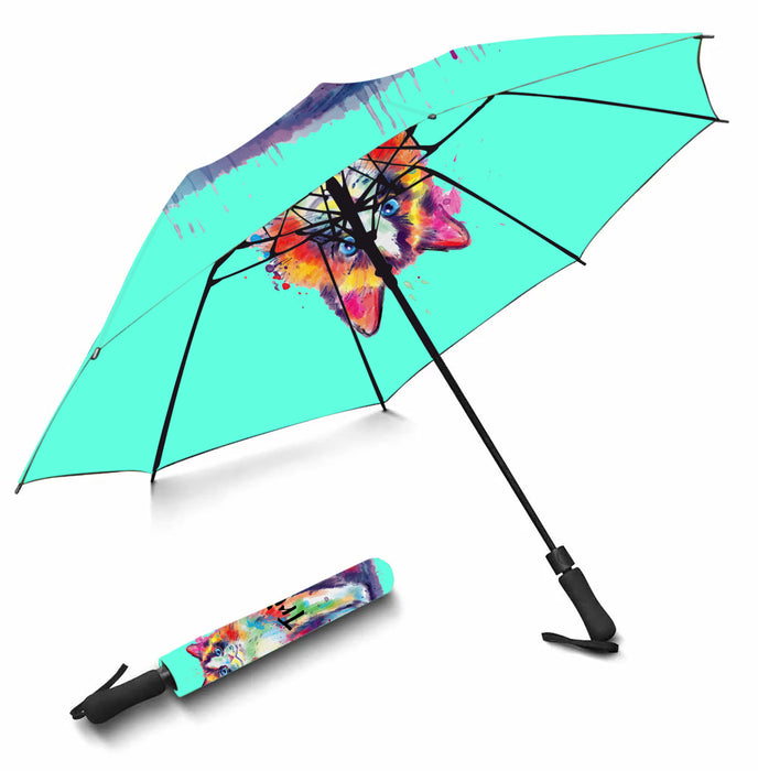 Custom Pet Name Personalized Watercolor Ragdoll CatSemi-Automatic Foldable Umbrella